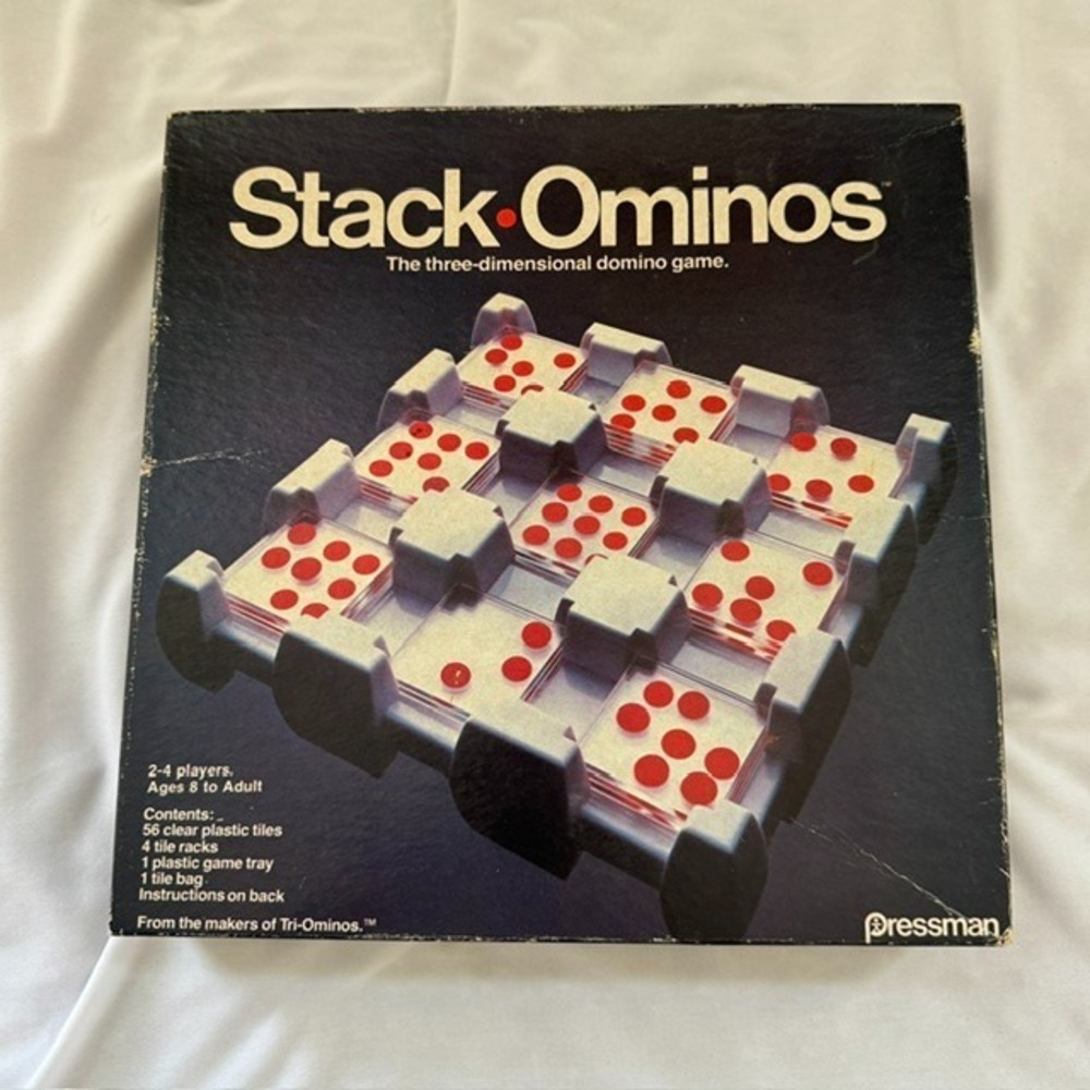 Vintage 1978 Pressman Stack Ominos Three-dimensional Domino Game Complete‎ set